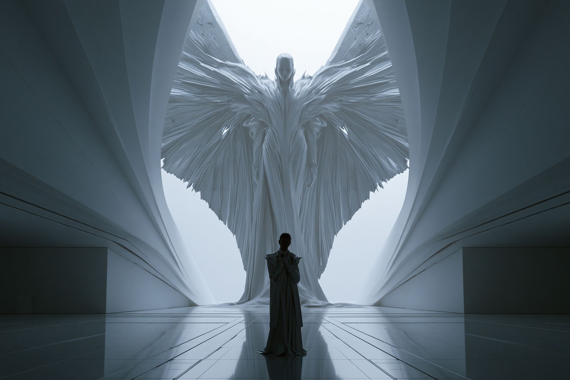 Celestial Winged Figure Surrealism Print. poster detail