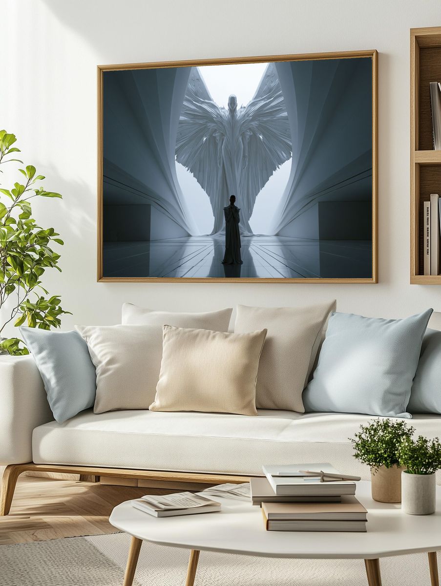 Celestial Winged Figure Surrealism Print. — room view 2