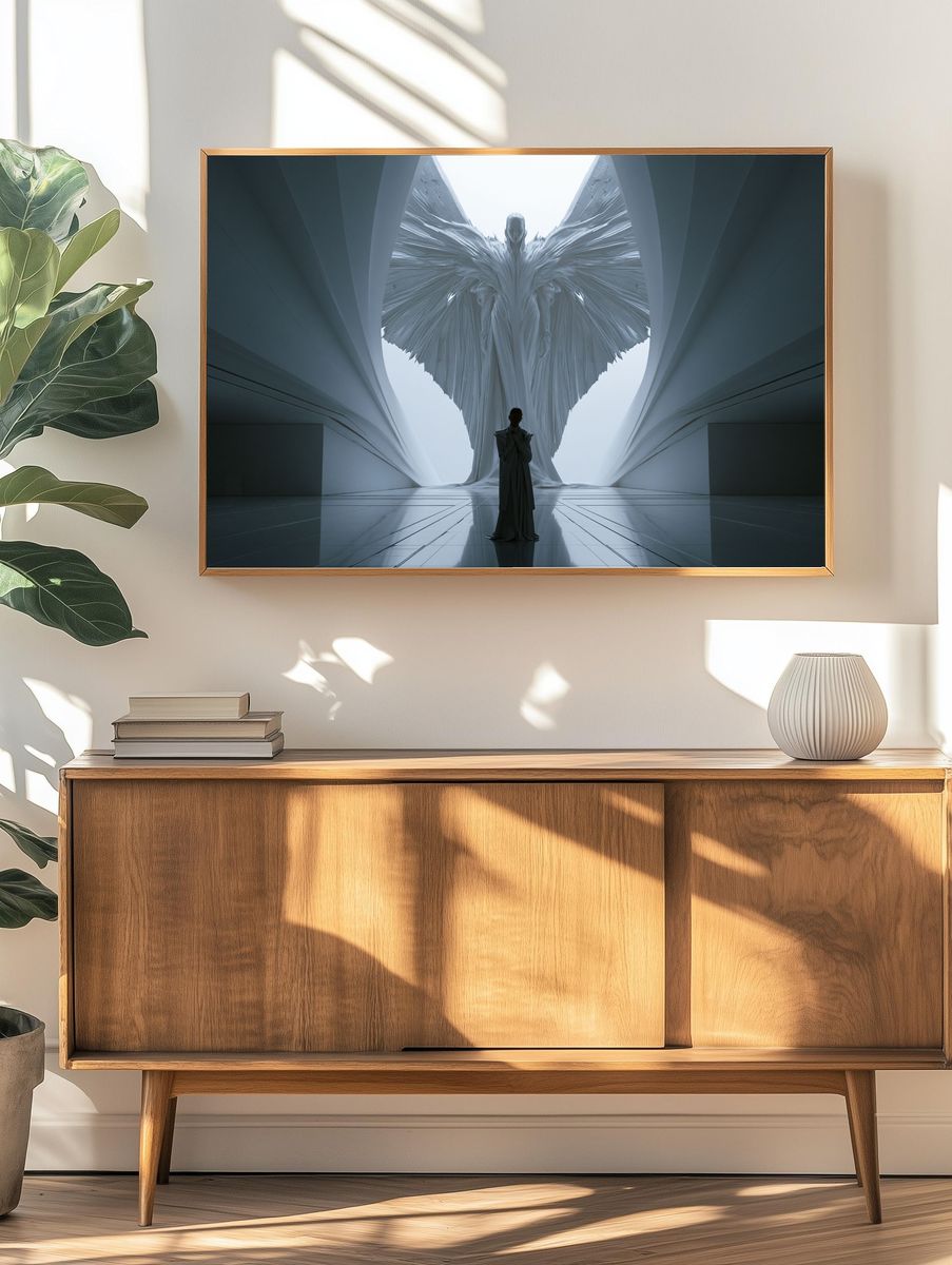 Celestial Winged Figure Surrealism Print. — room view 3