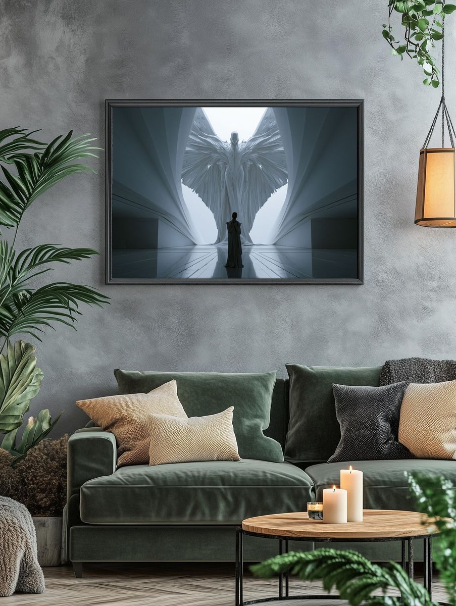 Celestial Winged Figure Surrealism Print. — room view 4