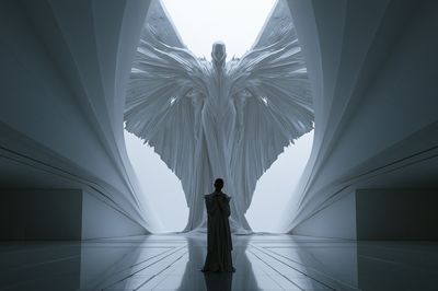 Celestial Winged Figure Surrealism Print.