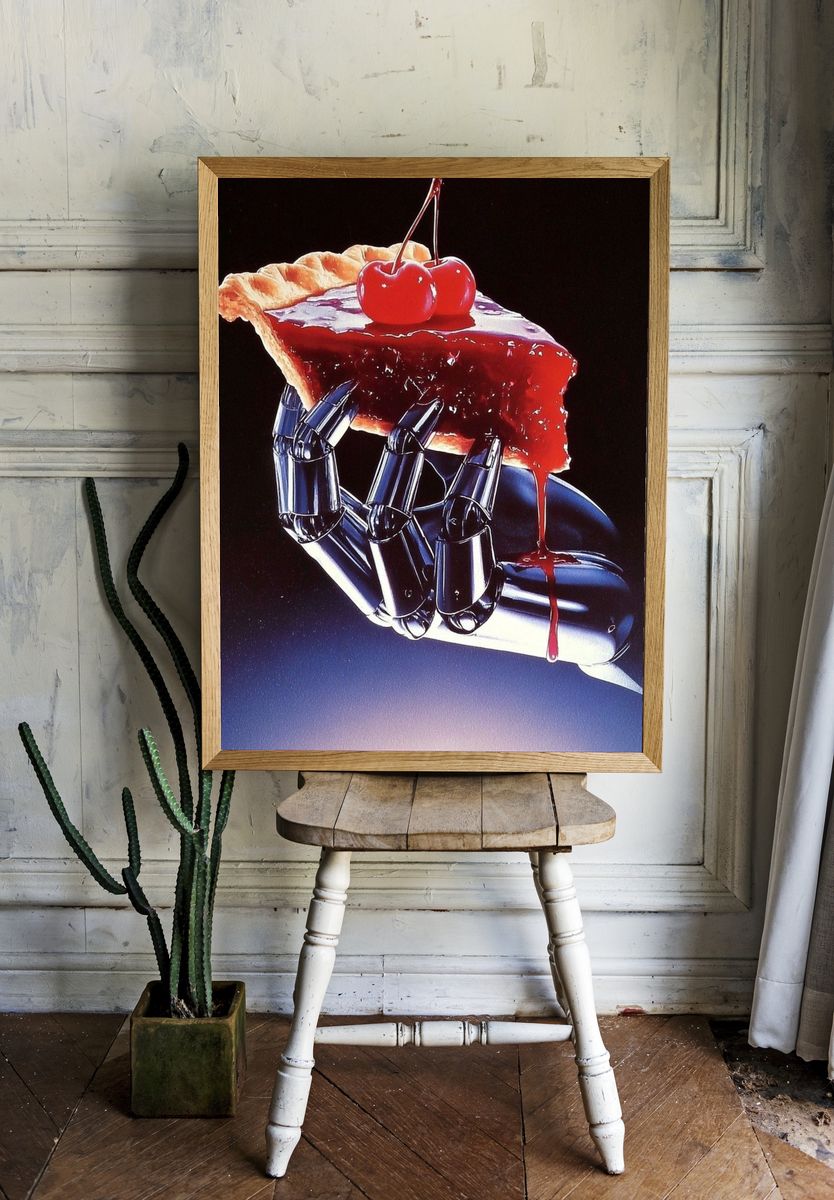 Surreal Cherry Pie Hand Poster. — room view 1