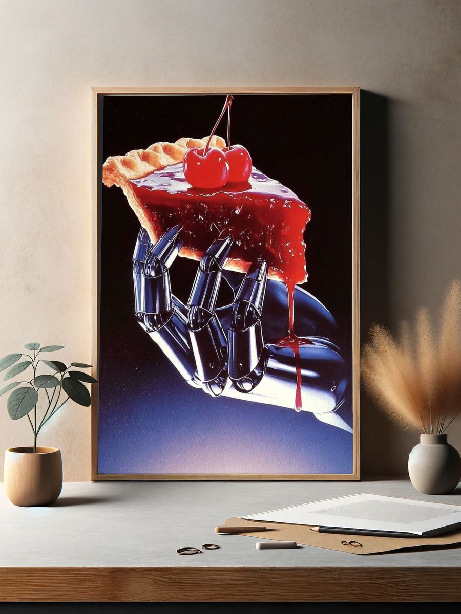 Surreal Cherry Pie Hand Poster. — room view 2