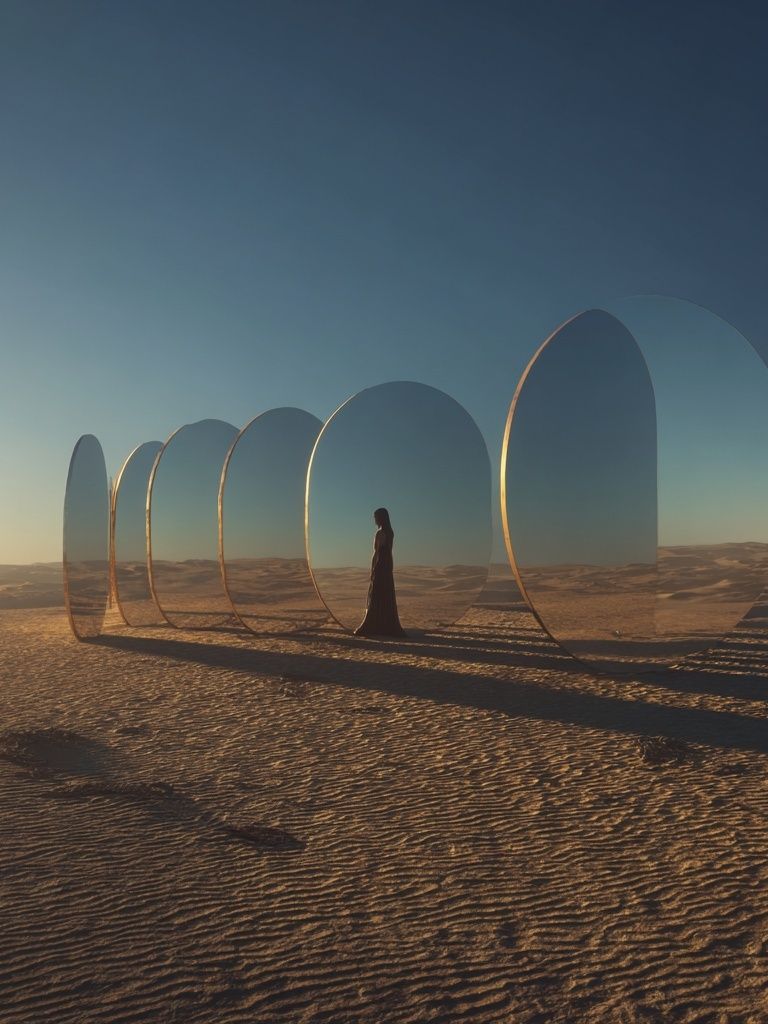 Desert Mirror Portal Surrealism Print. poster detail