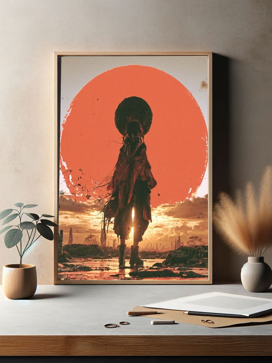 Surreal Sunset Figure Poster. — room view 2