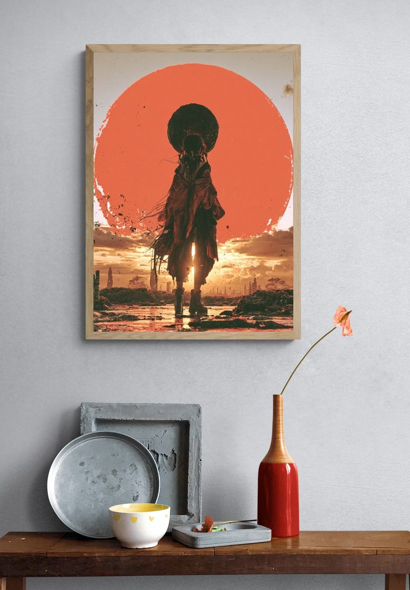 Surreal Sunset Figure Poster. — room view 3