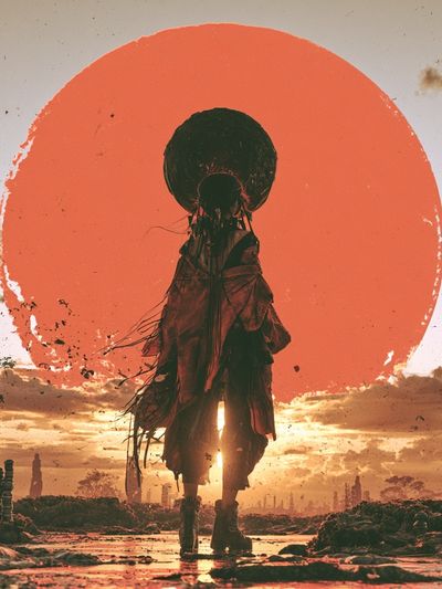 Surreal Sunset Figure Poster.