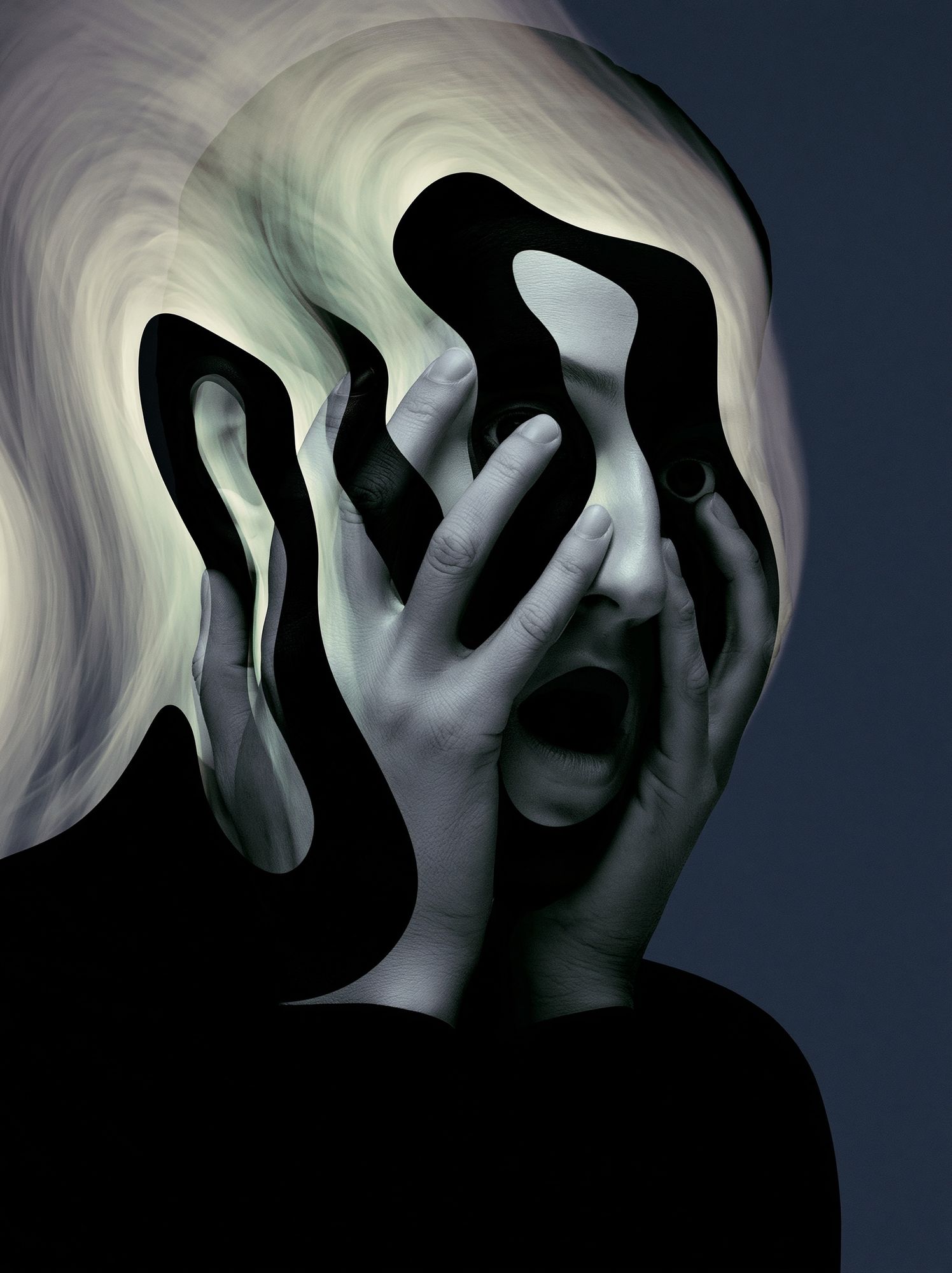 Surreal Face Distortion Print. poster detail