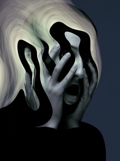 Surreal Face Distortion Print. poster