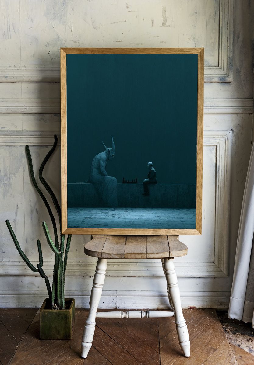 Surreal Chess Encounter Print. room preview