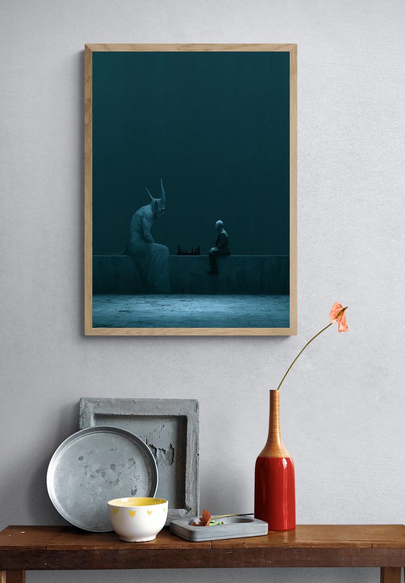 Surreal Chess Encounter Print. — room view 3