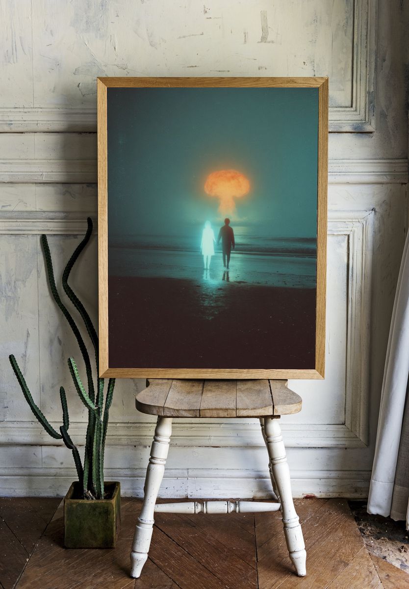 Couple by the Ocean — Surreal Art Print. — room view 1