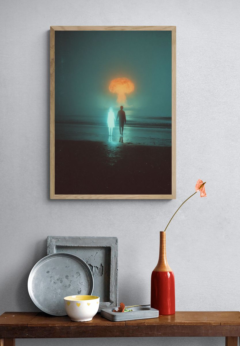 Couple by the Ocean — Surreal Art Print. — room view 3