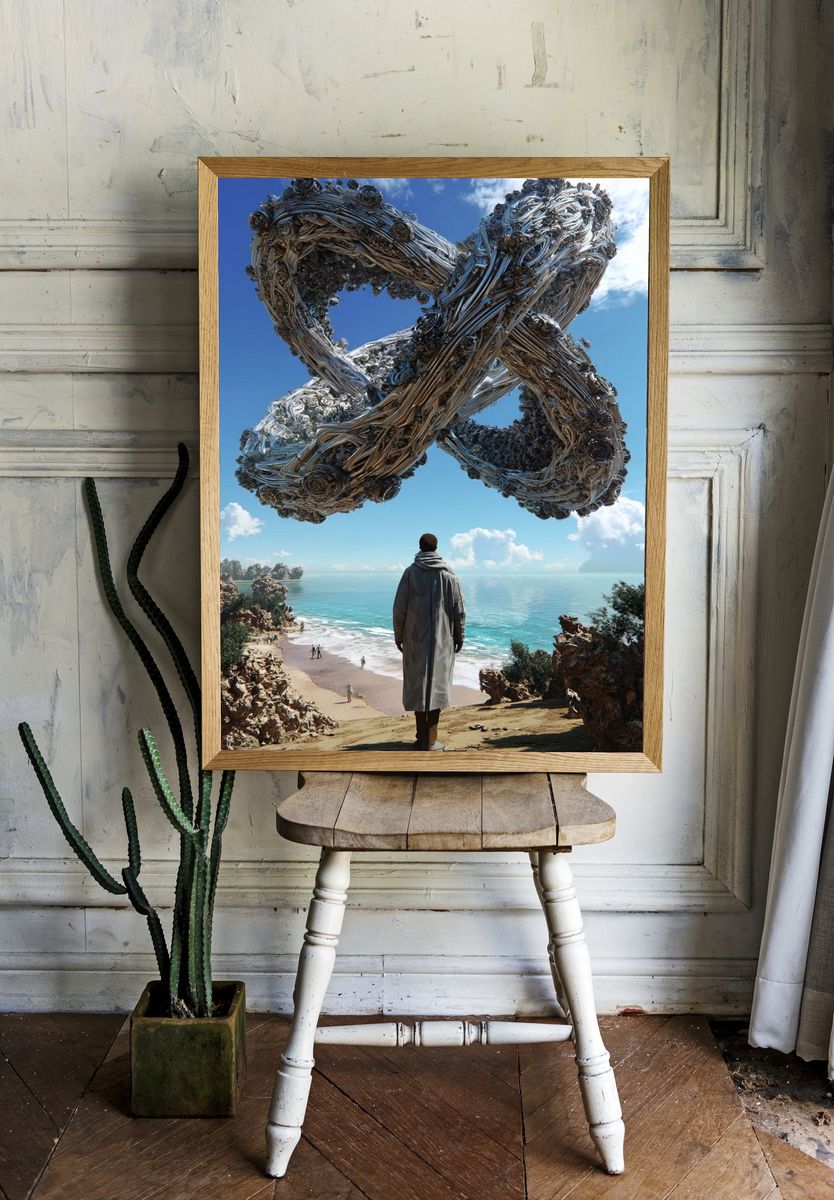 Surreal Seaside Portal Print. room preview