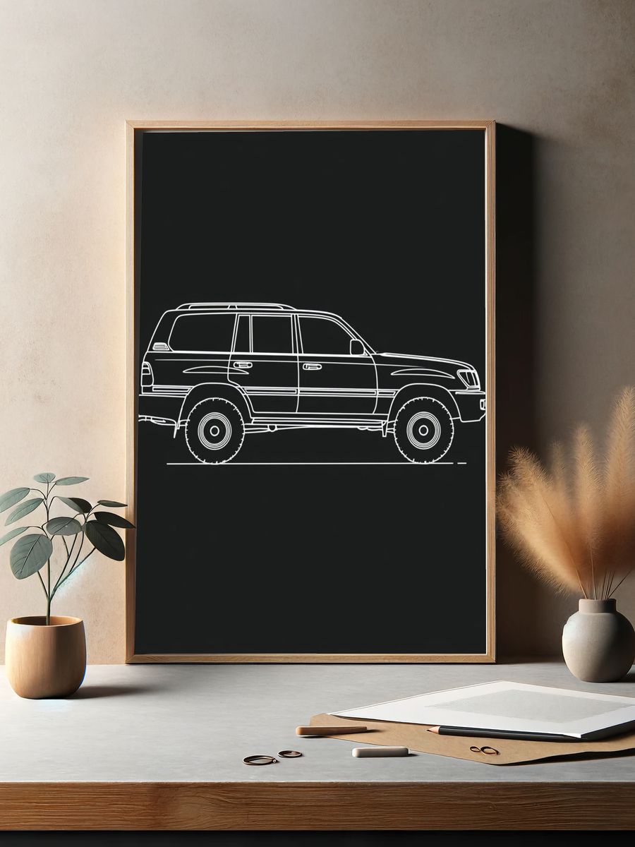 Off-Road SUV Line Art Poster. — room view 2