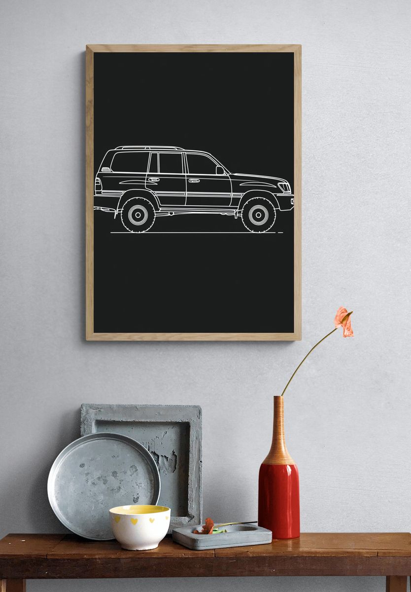 Off-Road SUV Line Art Poster. — room view 3