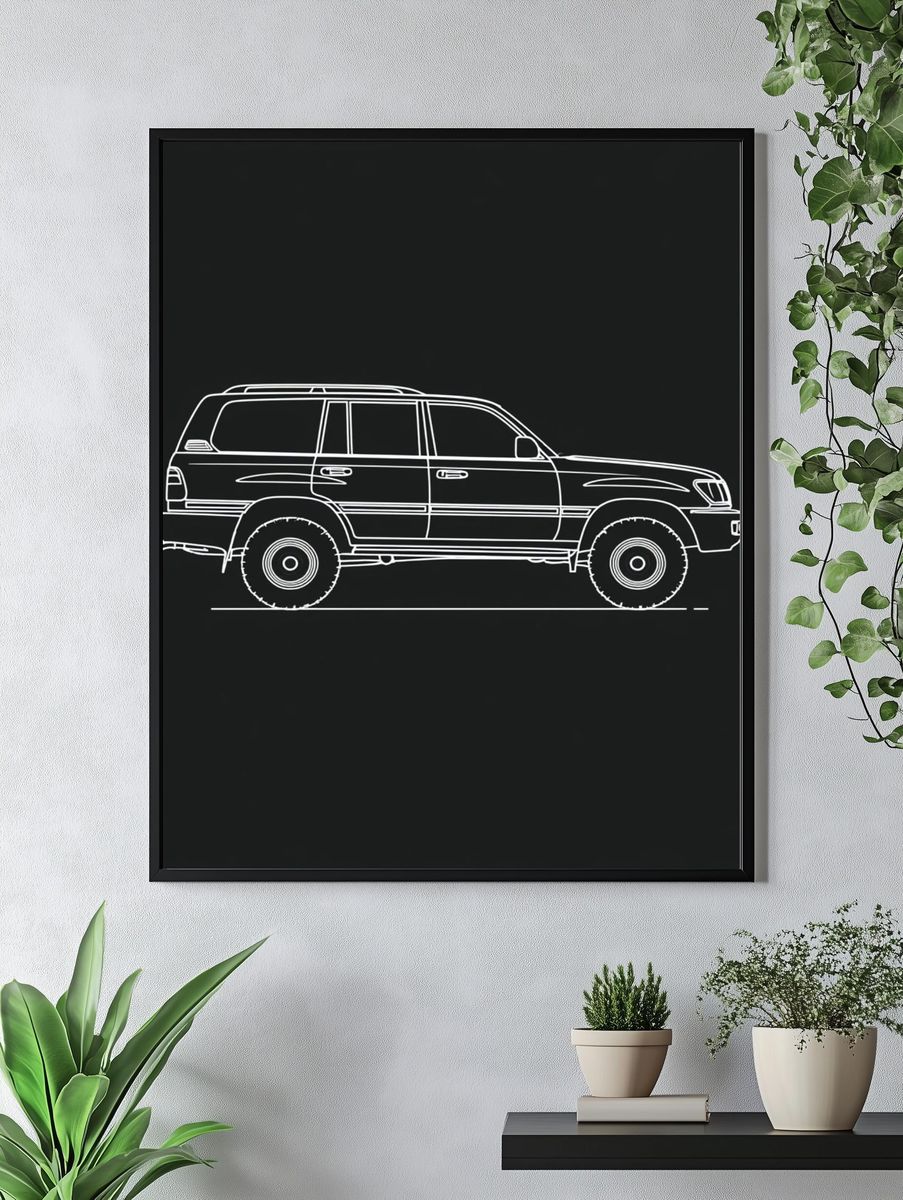 Off-Road SUV Line Art Poster. — room view 4