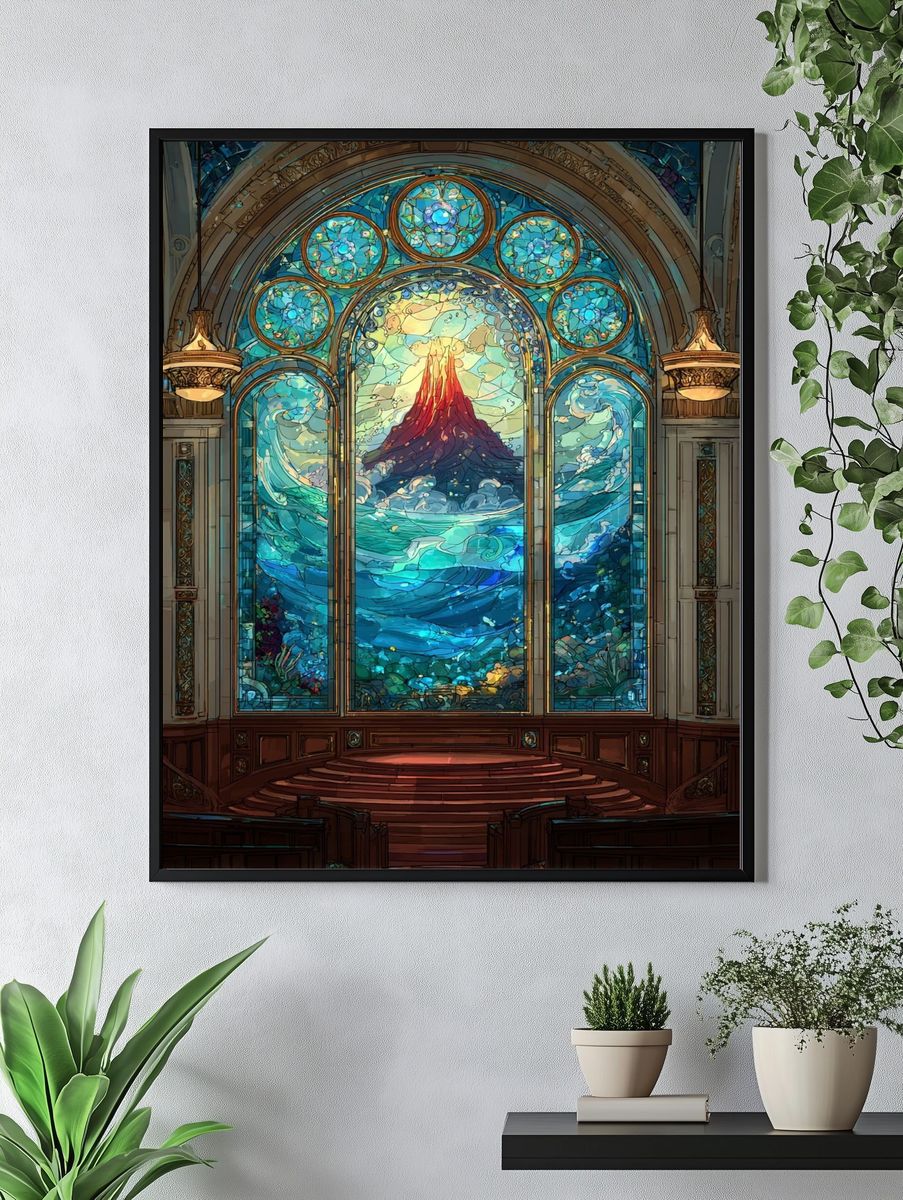 Volcanic Ocean — Stained Glass Print. — room view 4