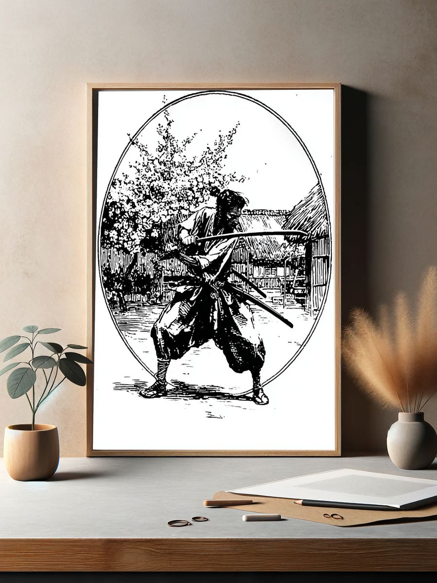 Samurai Warrior — Vintage Print. — room view 2