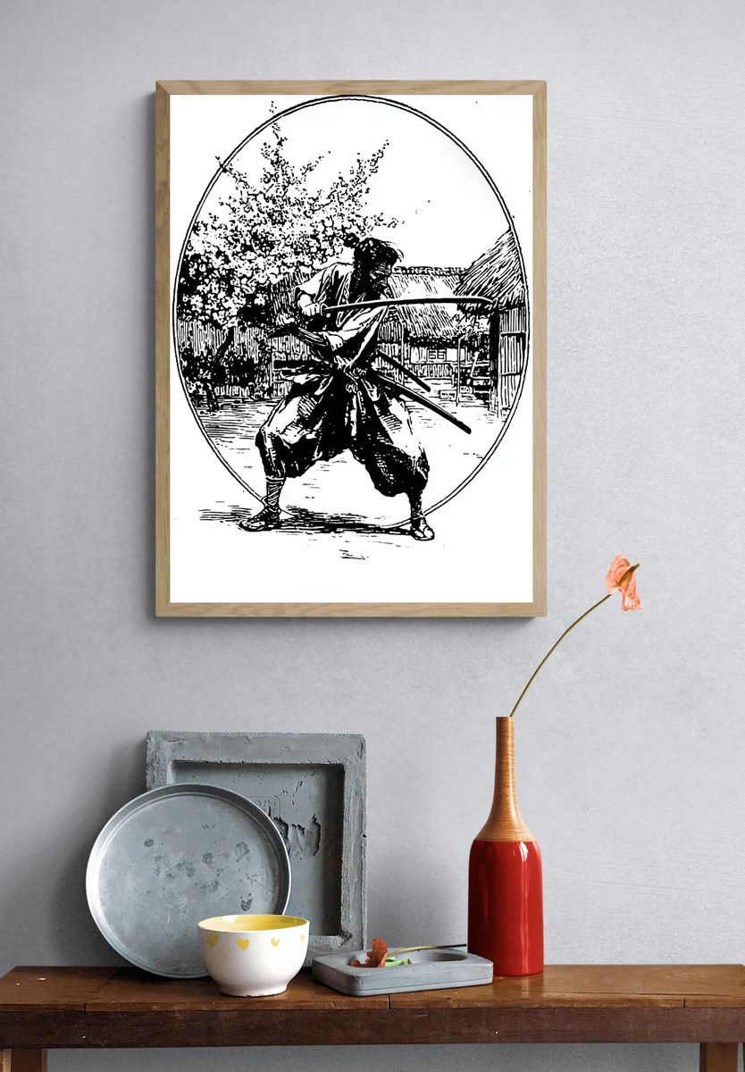 Samurai Warrior — Vintage Print. — room view 3