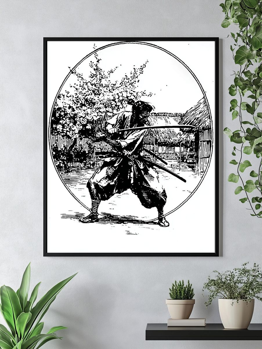 Samurai Warrior — Vintage Print. — room view 4