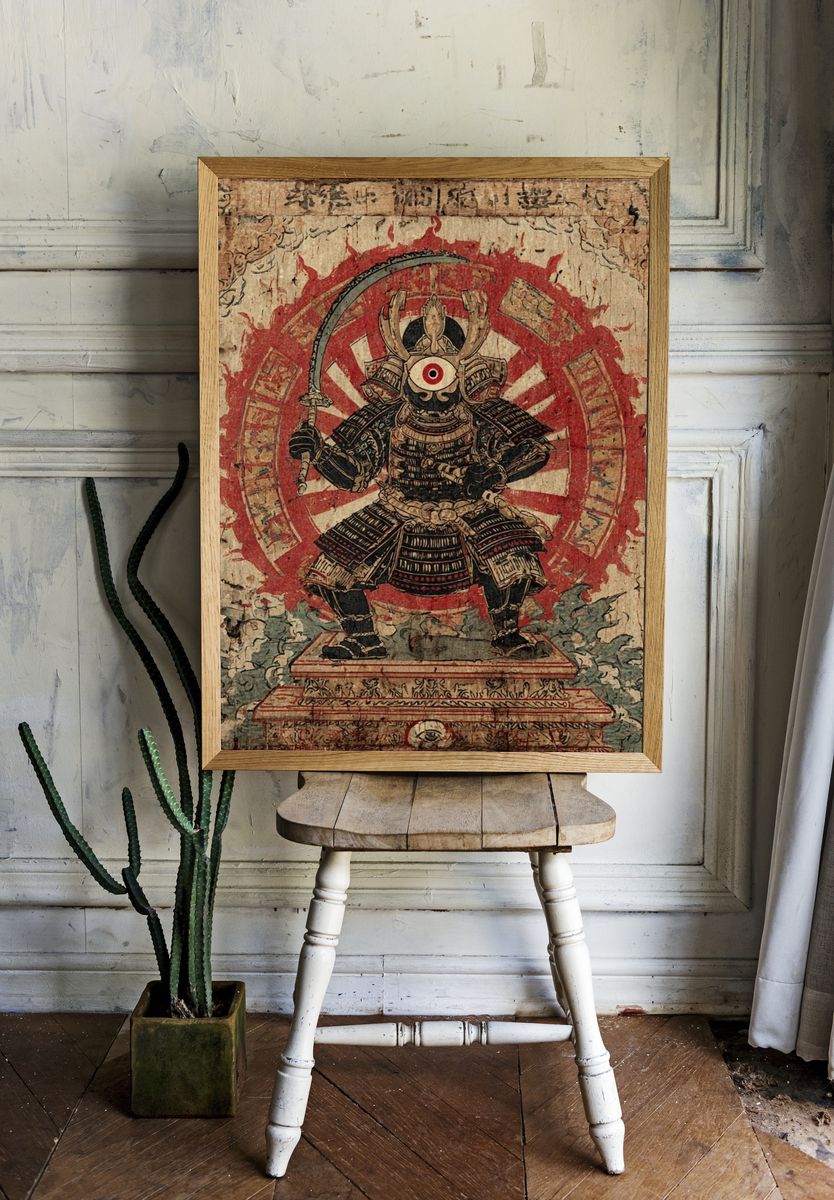 Samurai Warrior — Vintage Print room preview