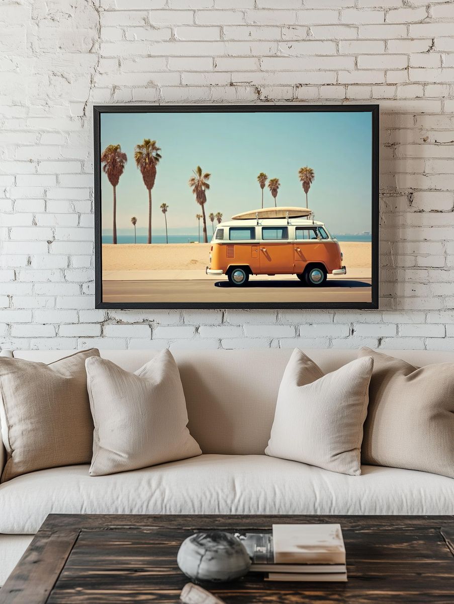 Vintage Surf Van — Retro Print room preview