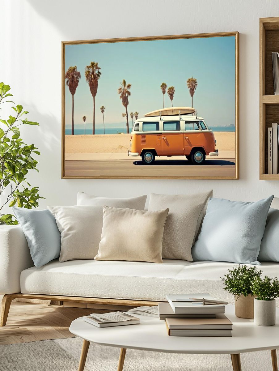 Vintage Surf Van — Retro Print. — room view 2