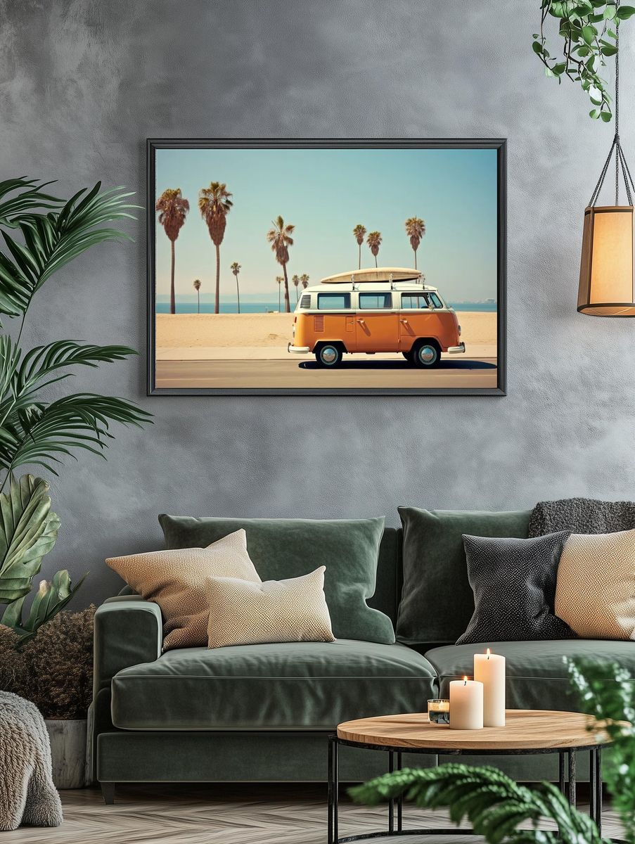 Vintage Surf Van — Retro Print. — room view 4
