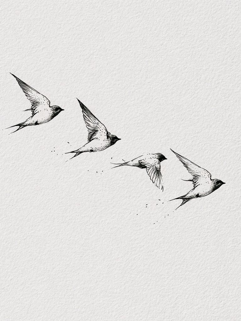Swallows in Flight Minimalist Print. poster — animals art