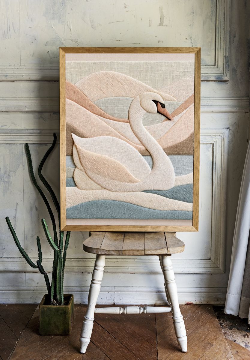 Swan Lake Textile Poster. — room view 1