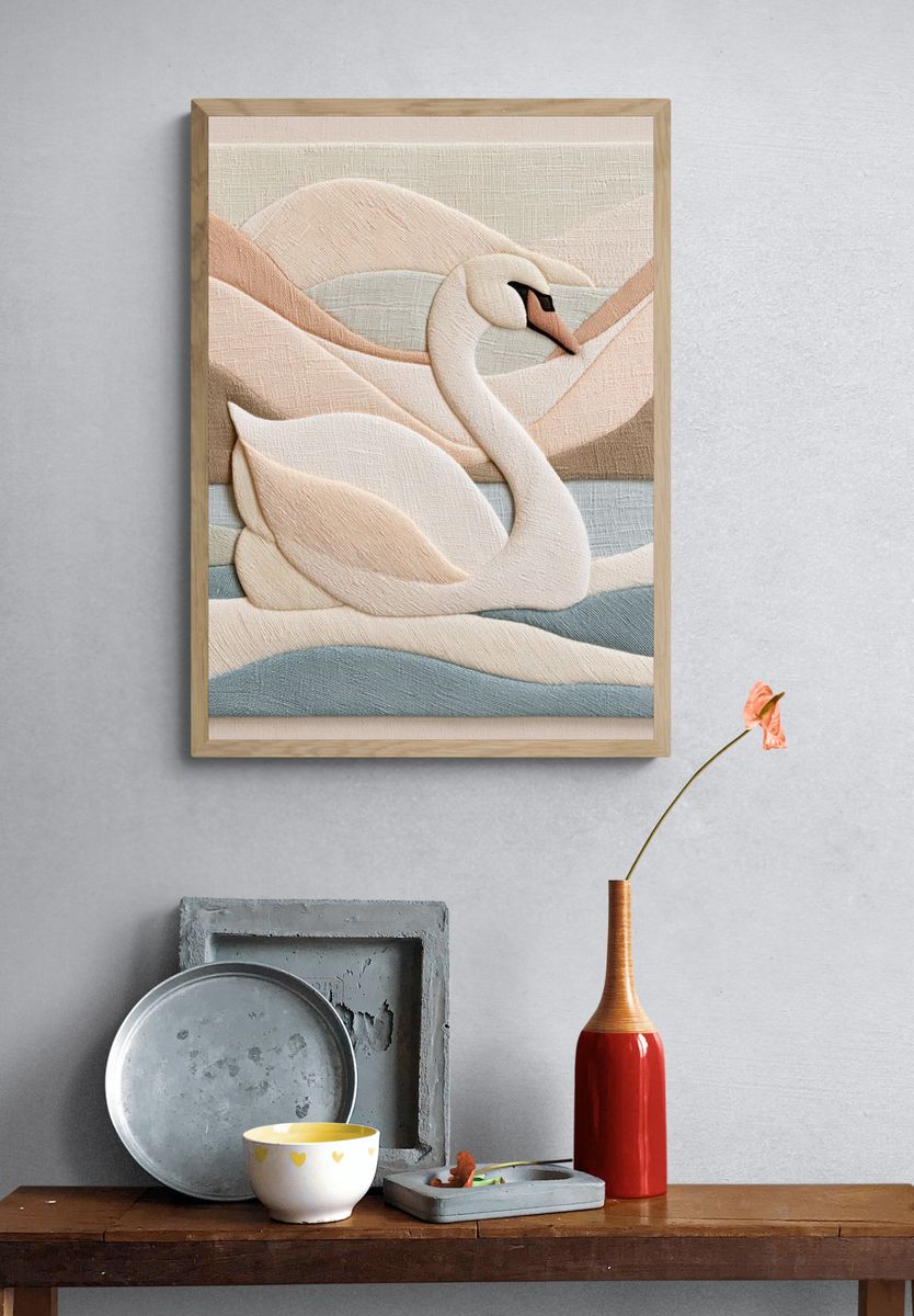 Swan Lake Textile Poster. — room view 3