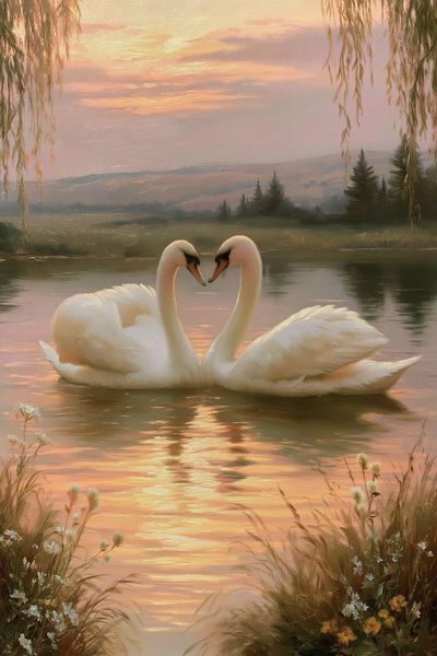 Swans at Sunset Fine-Art Print.