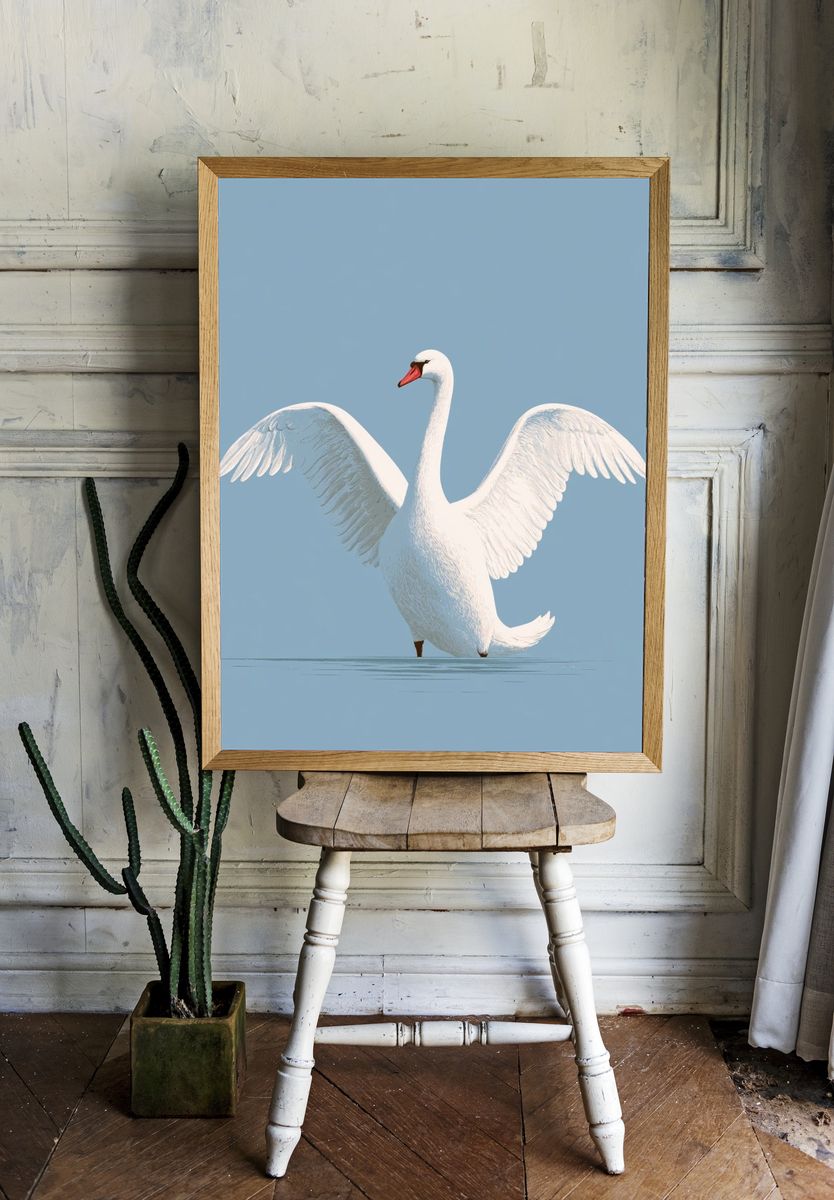 Elegant Swan Photography Poster. room preview