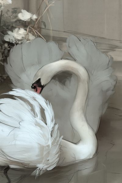 Swan Couple Fine-Art Poster. poster