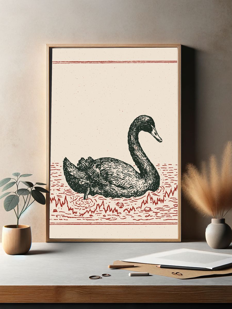 Swan Vintage Illustration Poster. — room view 2