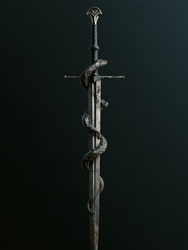 Sword and Serpent Dark Fantasy Print. poster detail