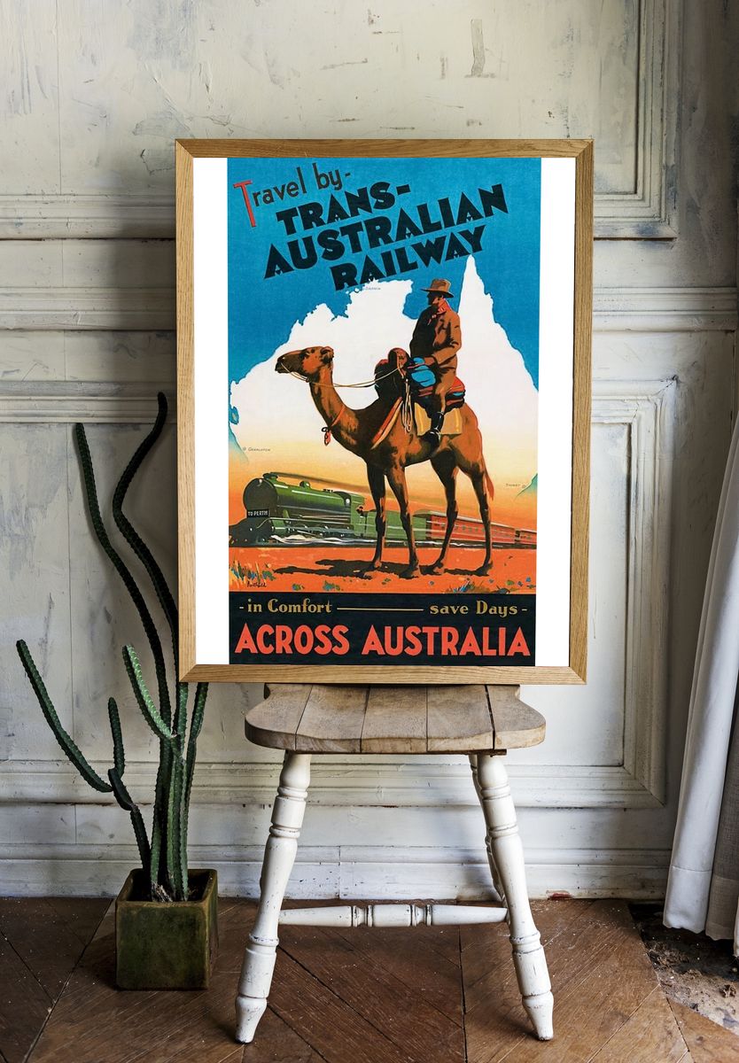 Trans-Australian Railway Vintage Travel Poster room preview