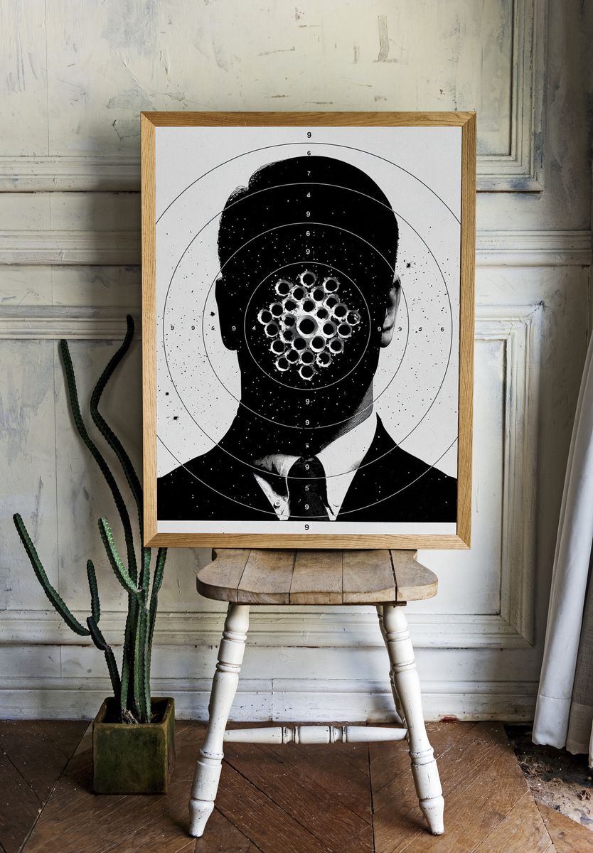 Targeted Man Silhouette Print. — room view 1