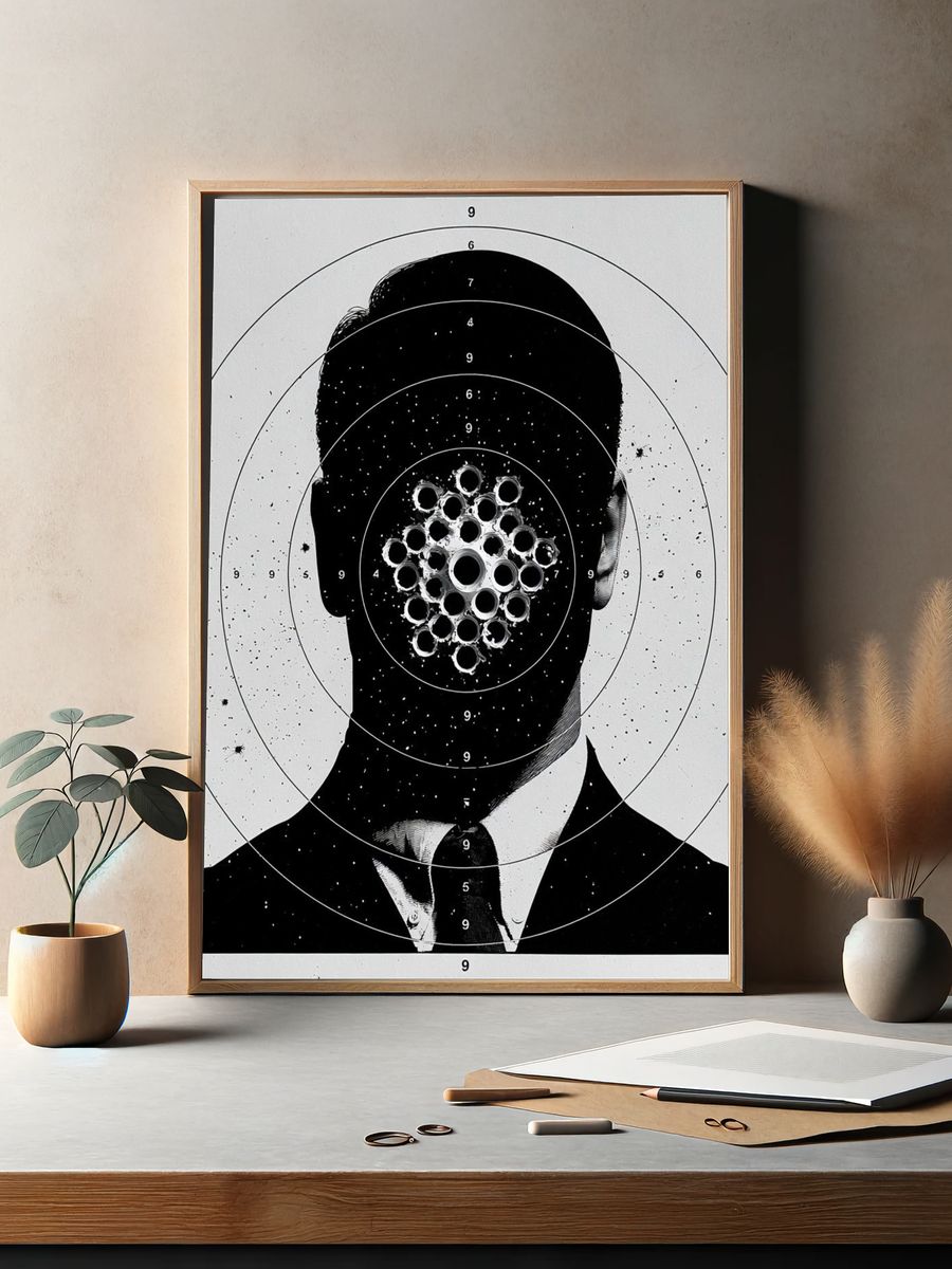 Targeted Man Silhouette Print. — room view 2
