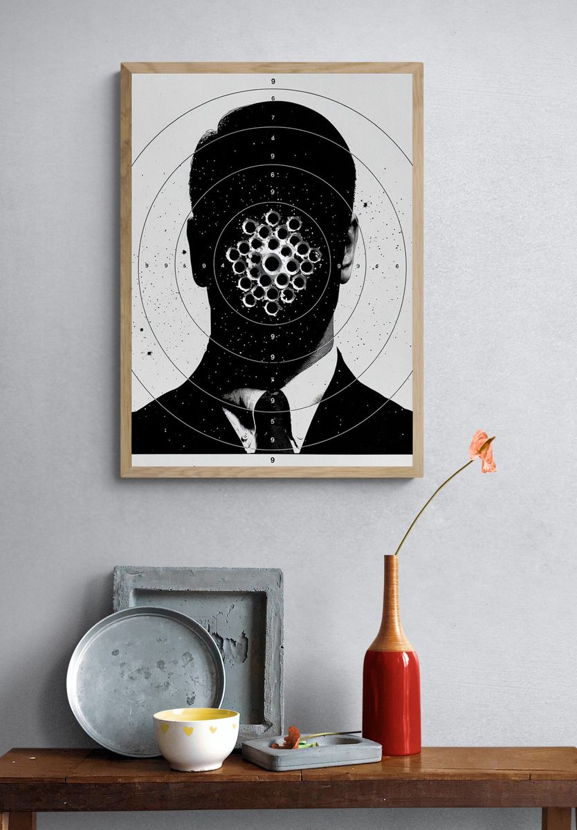 Targeted Man Silhouette Print. — room view 3