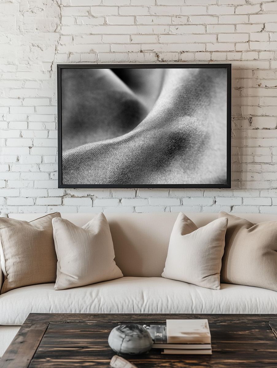 Textured Fabric — Black-White Print. — room view 1