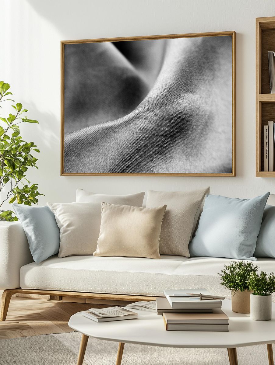 Textured Fabric — Black-White Print. — room view 2
