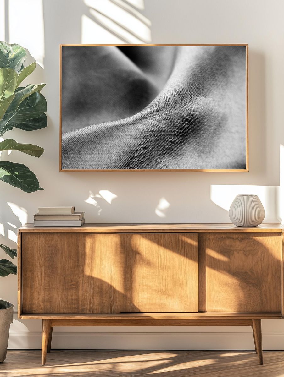 Textured Fabric — Black-White Print. — room view 3