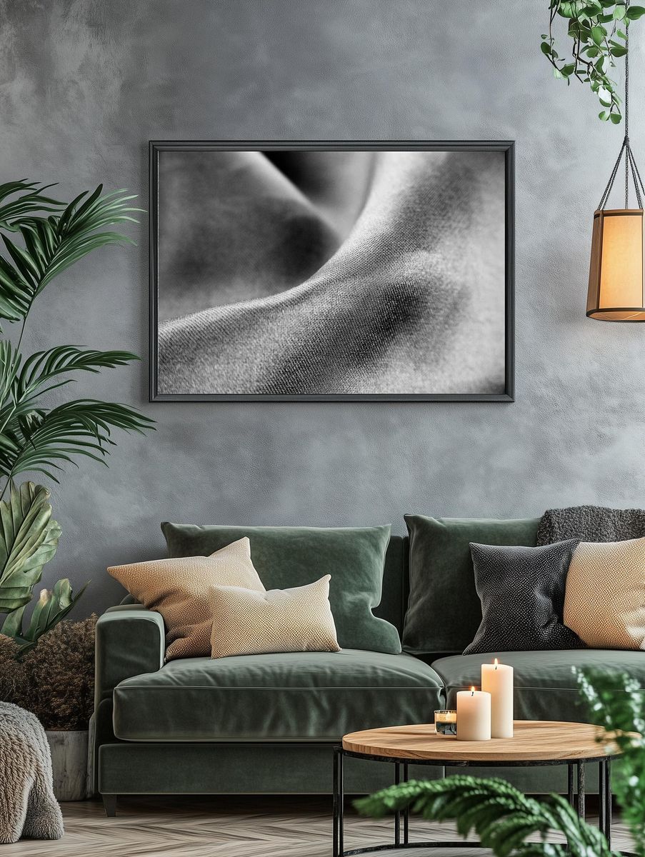 Textured Fabric — Black-White Print. — room view 4