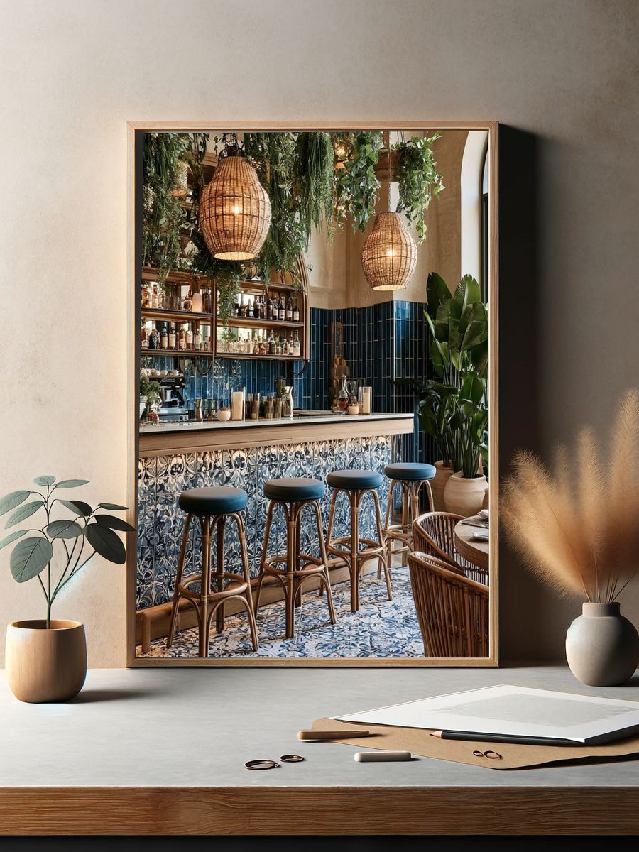 Tropical Bar Interior Photography Poster. — room view 2