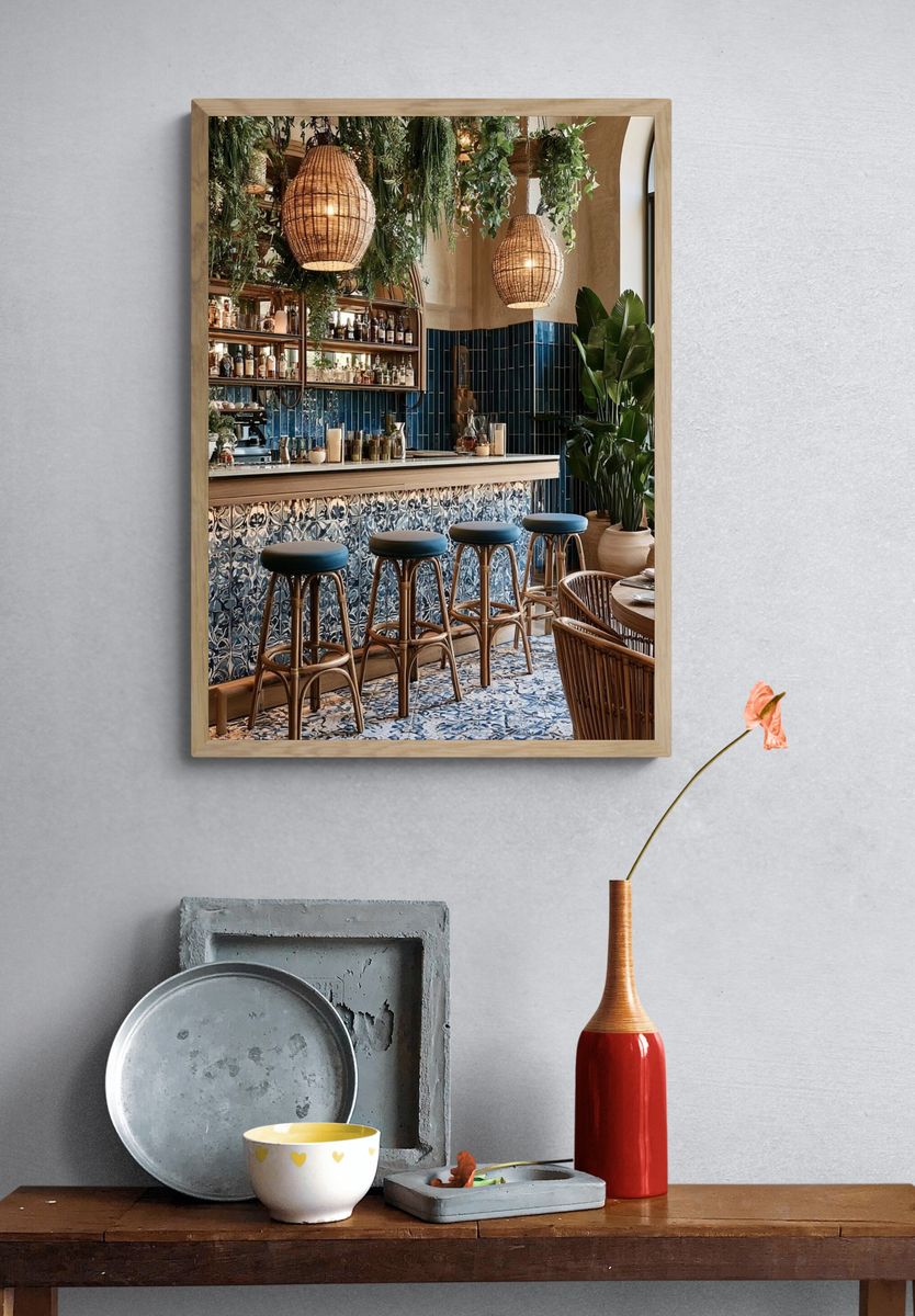 Tropical Bar Interior Photography Poster. — room view 3