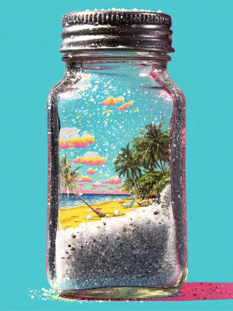 Tropical Beach in a Jar — Digital Art Print. poster detail