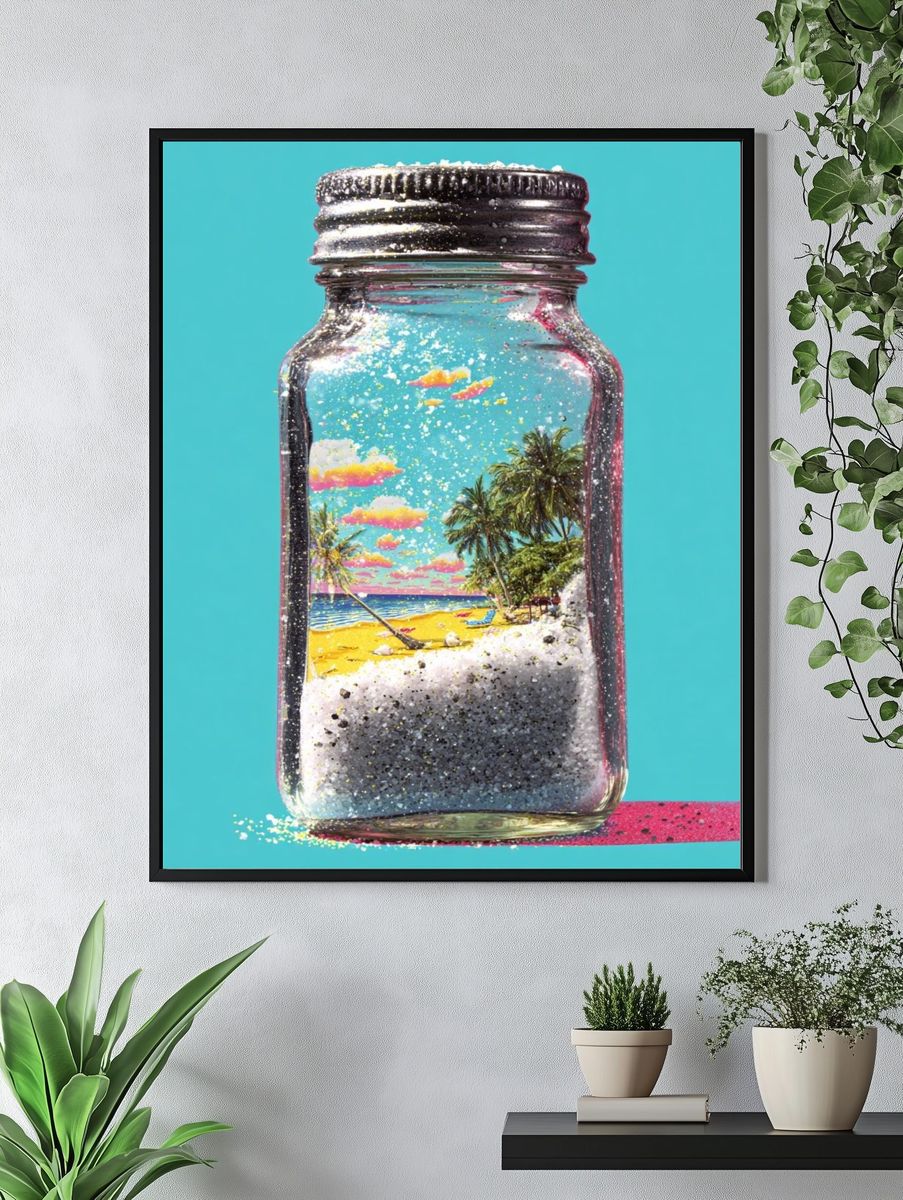Tropical Beach in a Jar — Digital Art Print. — room view 4