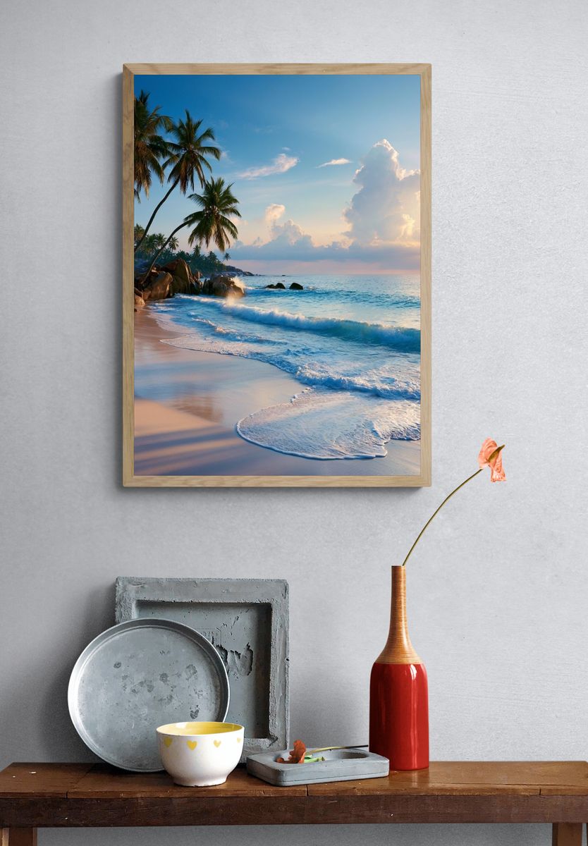 Tropical Beach Sunset Photography Poster. — room view 3